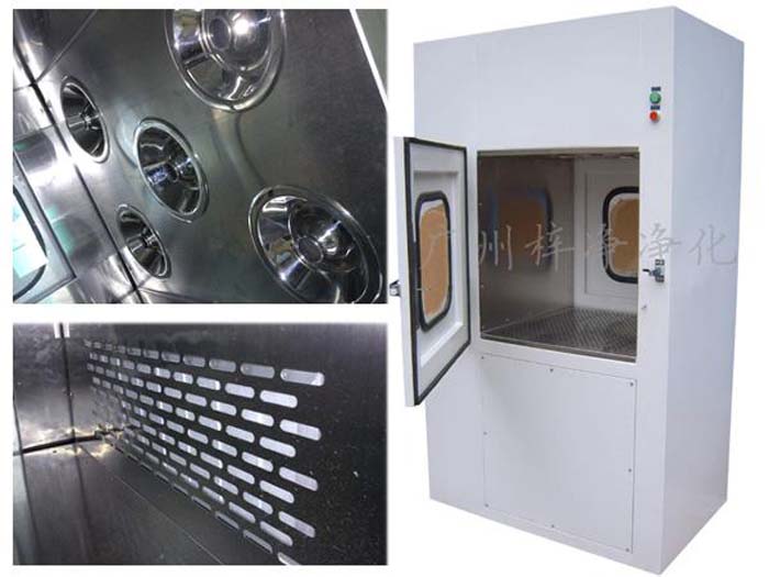 風淋傳遞窗配H14高效過濾器，過濾掉0.5微米及以上的塵埃。